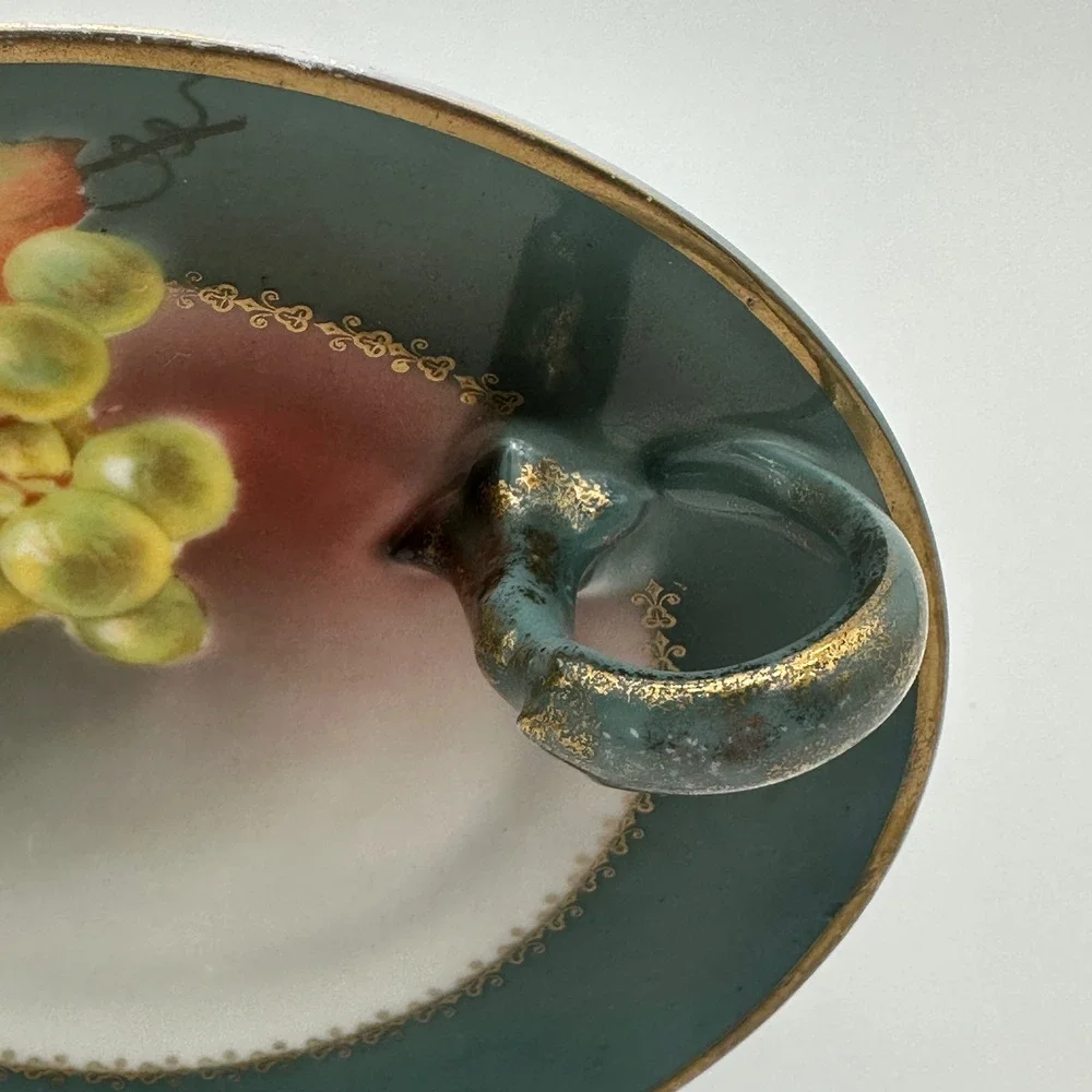 Favorite Bavaria Hand Painted Nappy Dish Grapes Signed Mitsoakis B&Co Germany 6